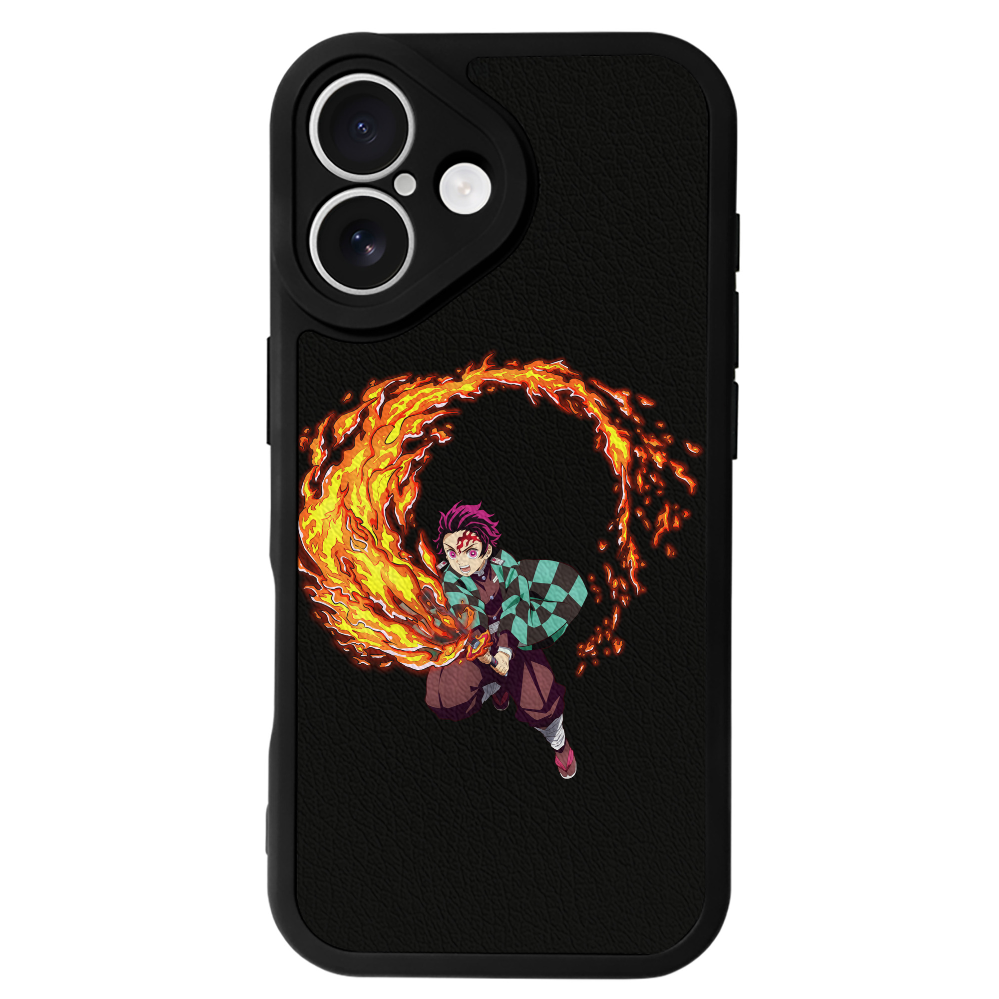 （画像用） 鬼滅の刃 竈門 炭治郎／かまど たんじろう Kamado Tanjirou 【iPhone 16シリーズ対応】シリコンスマホケース（レザー調） 材質：シリコン